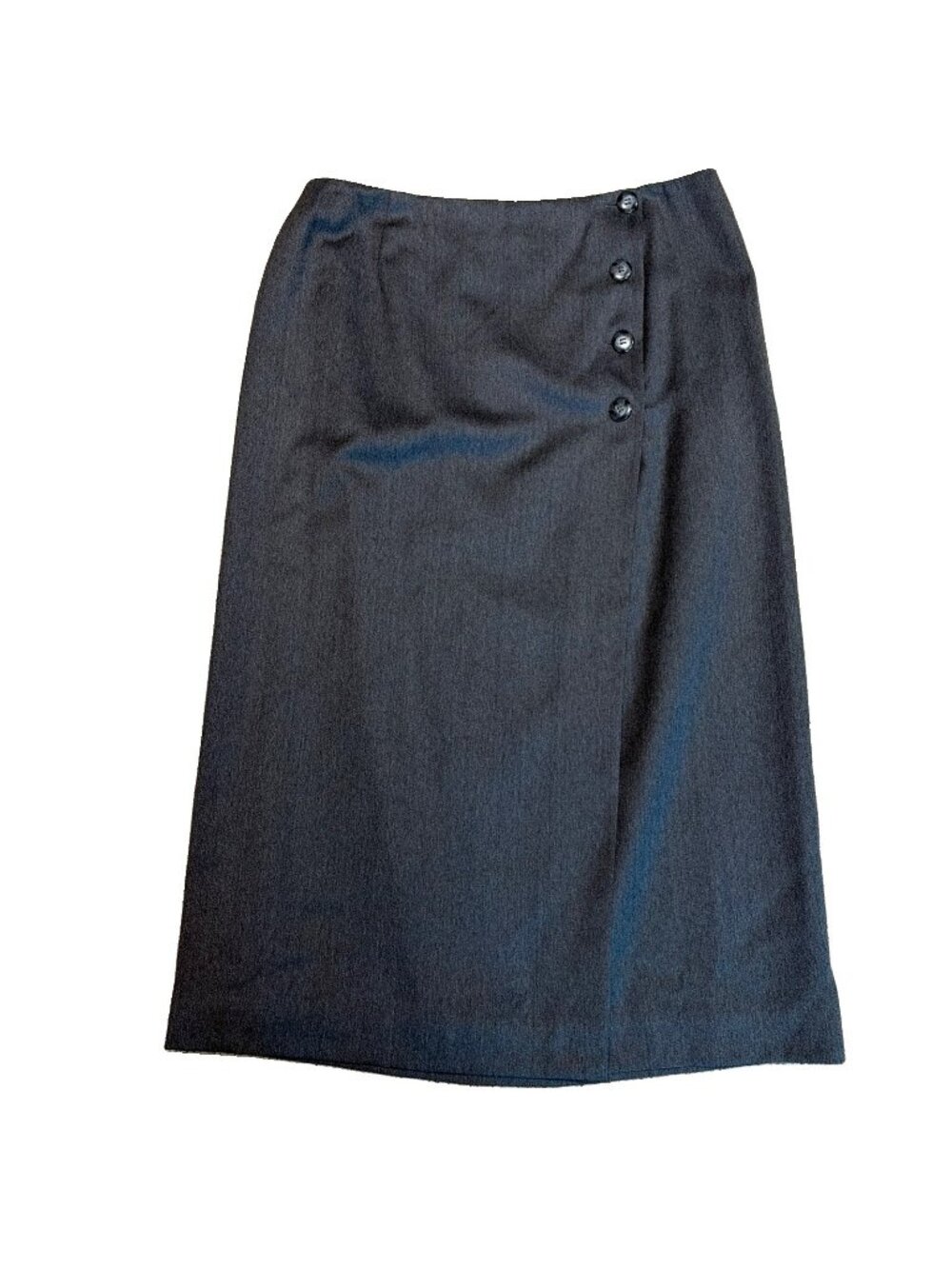 VTG Lord & Taylor Midi Wrap Skirt  100% Wool Size 16 Gray Lined Pencil Career